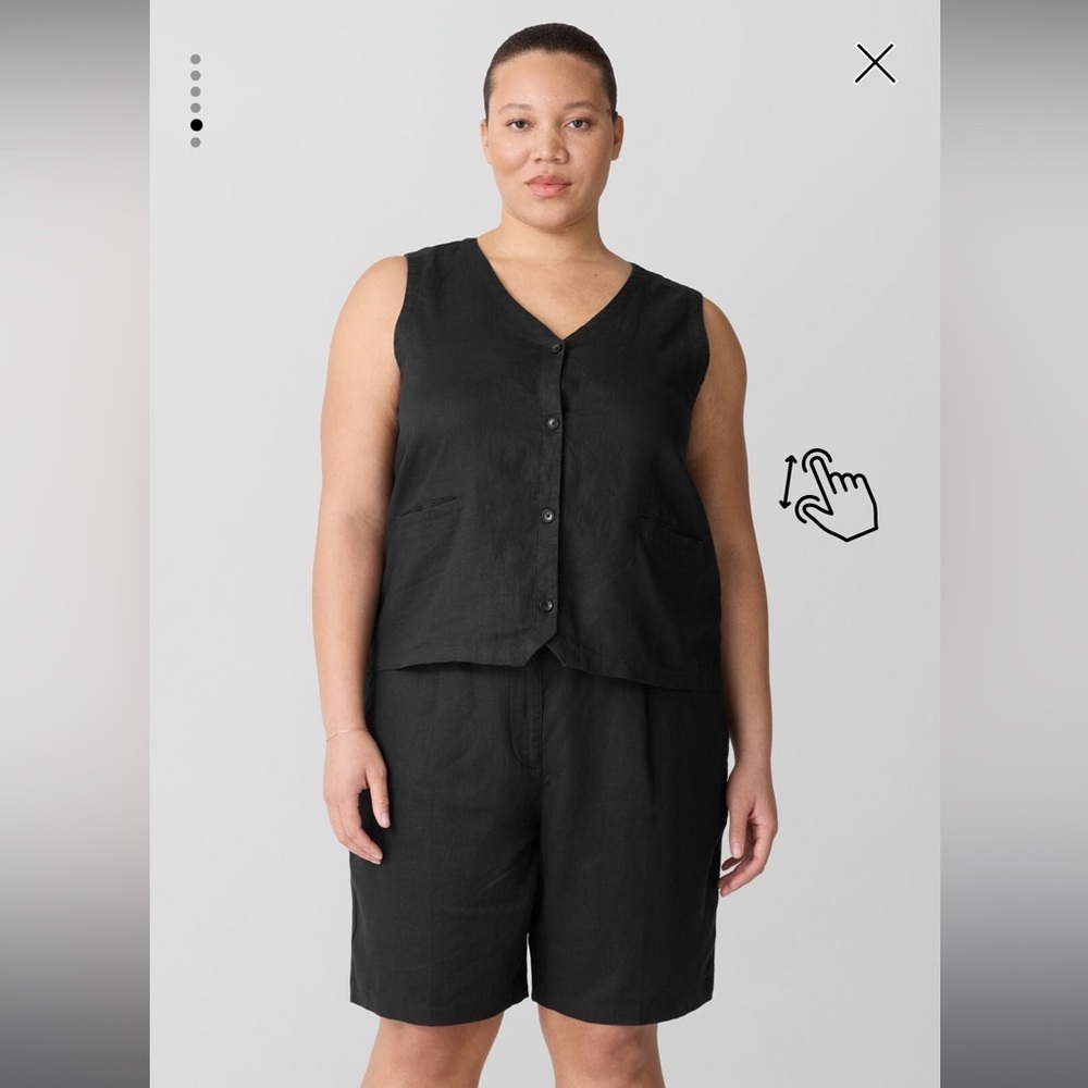 Eileen Fisher 3x Black Linen Relaxed Fit shorts new with tags